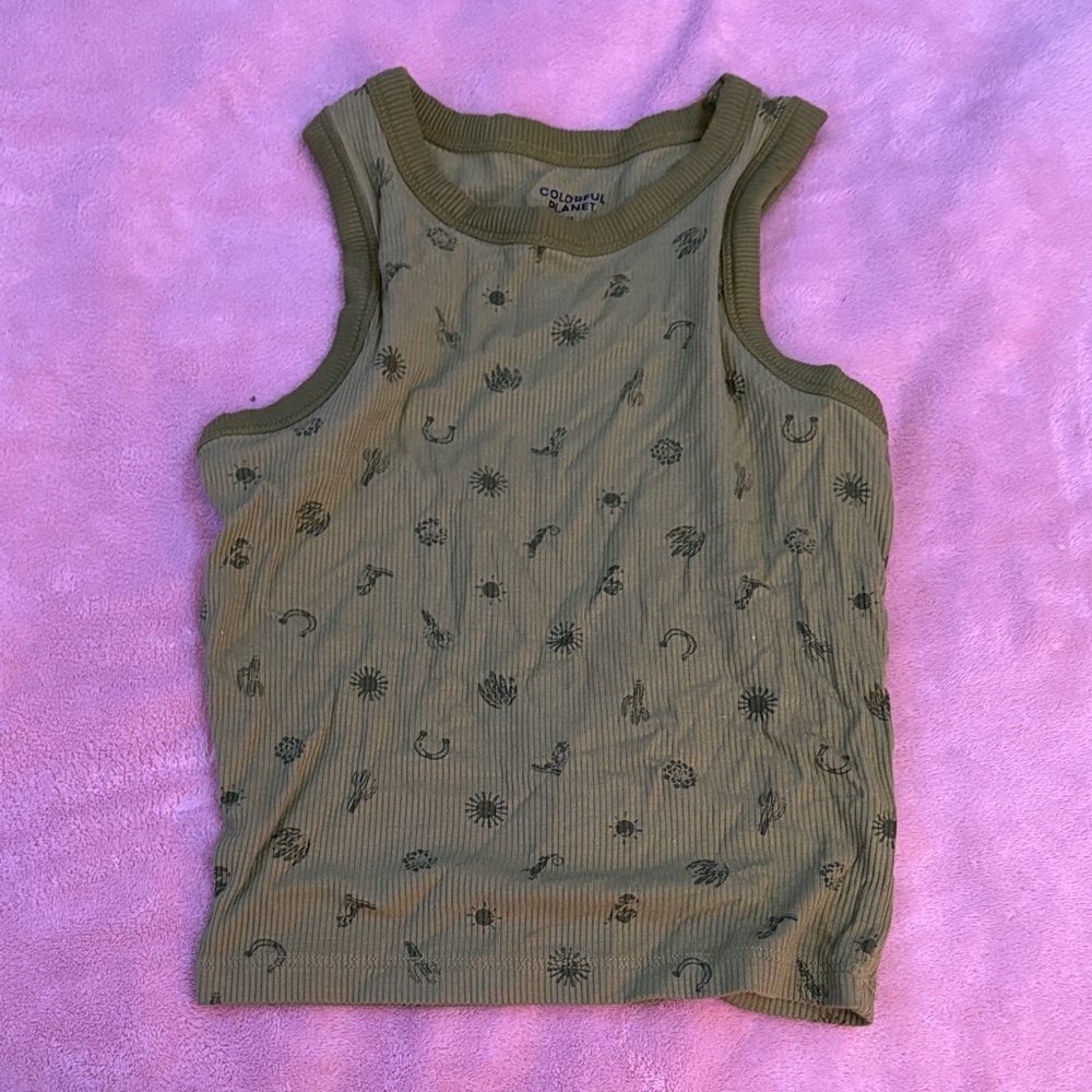 Olive Green Tank Top for Kids by Colorful Planet